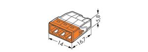 Miniatuur van Wago steekklem 3-voudig 0,5-2,5mm2 oranje per 100 stuks (2273-203)