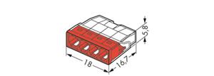 Miniatuur van Wago steekklem 4-voudig 0,5-2,5mm2 rood per 100 stuks (2273-204)