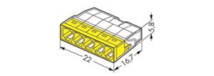 Miniatuur van Wago steekklem 5-voudig 0,5-2,5mm2 geel per 100 stuks (2273-205)