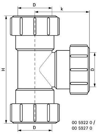 Miniatuur van McAlpine T-stuk 90° PP 3x klem 40mm - wit (0059270)