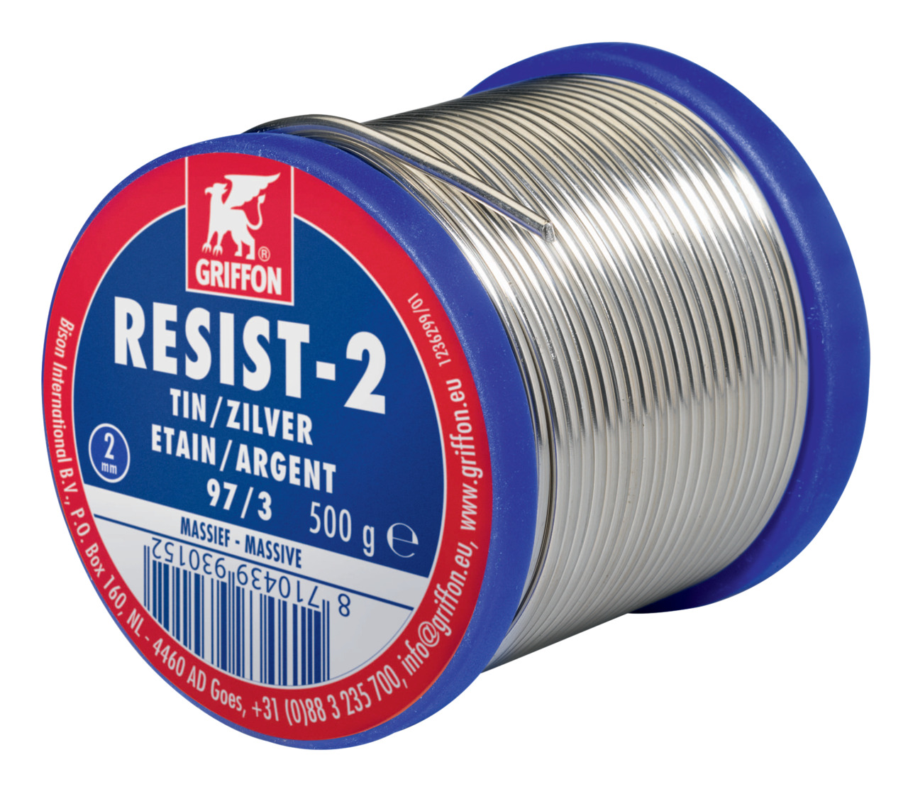 Miniatuur van GRIFFON draadsoldeer tin/zilver 97/3 massief diameter 2mm RESIST-2 rol 500gr (1236299)