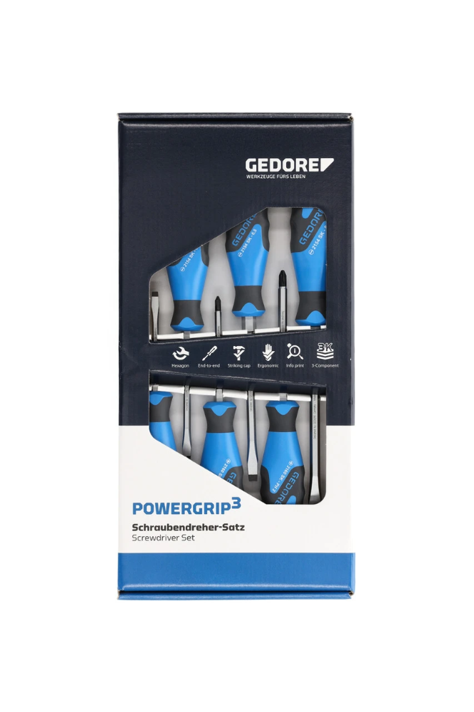 Miniatuur van GEDORE 3-comp schroevendraaierset met slagkap 6-delig (SK 2154 PH-06)