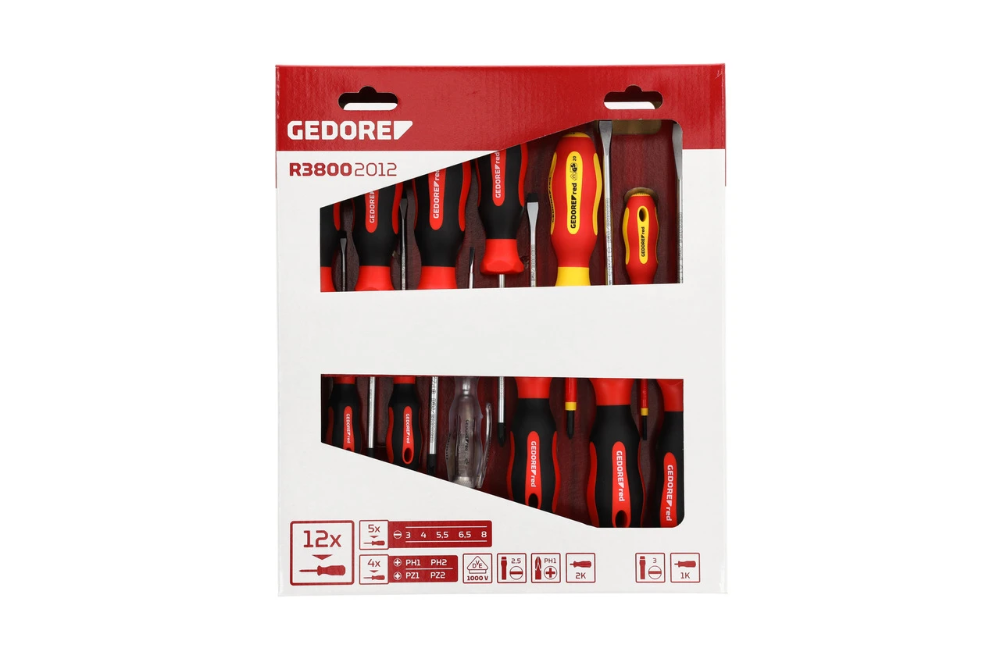 Miniatuur van GEDORE RED schroevendraaierset SL/PH/PZ 2-comp 12-delig (R38002012)