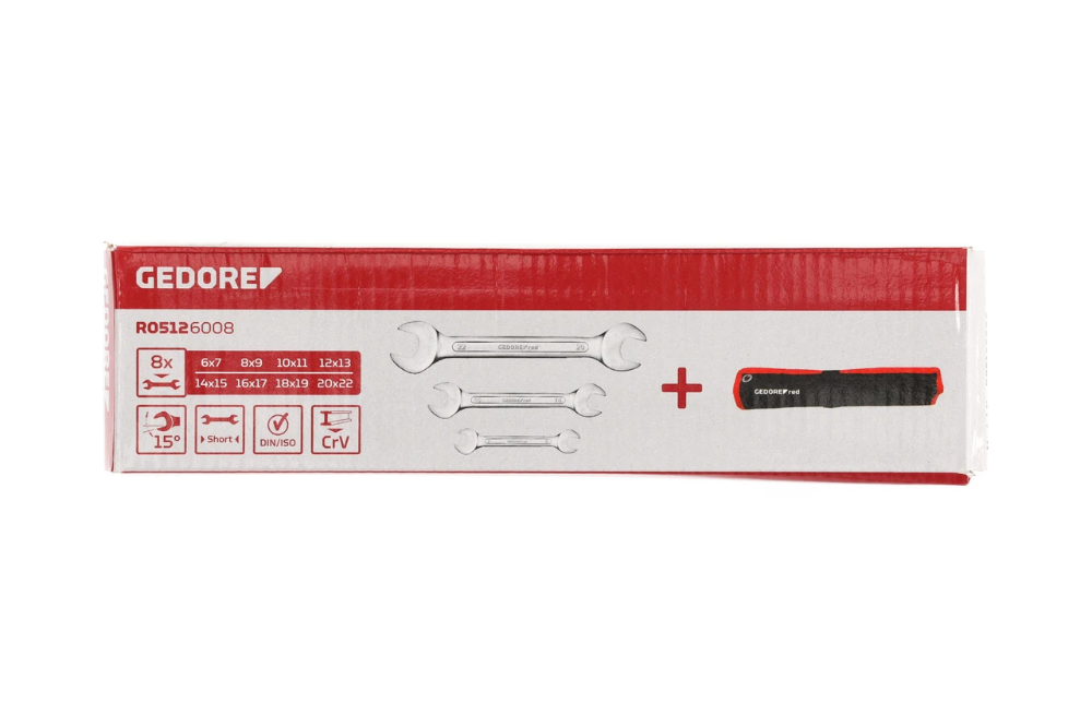 Miniatuur van GEDORE RED dubbele steeksleutelset kort 6-22mm, 8-dlg (R05126008)