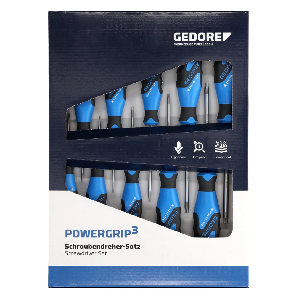 Miniatuur van GEDORE 3-comp schroevendraaierset TORX T7-T40 10-delig (2163 TX-010)
