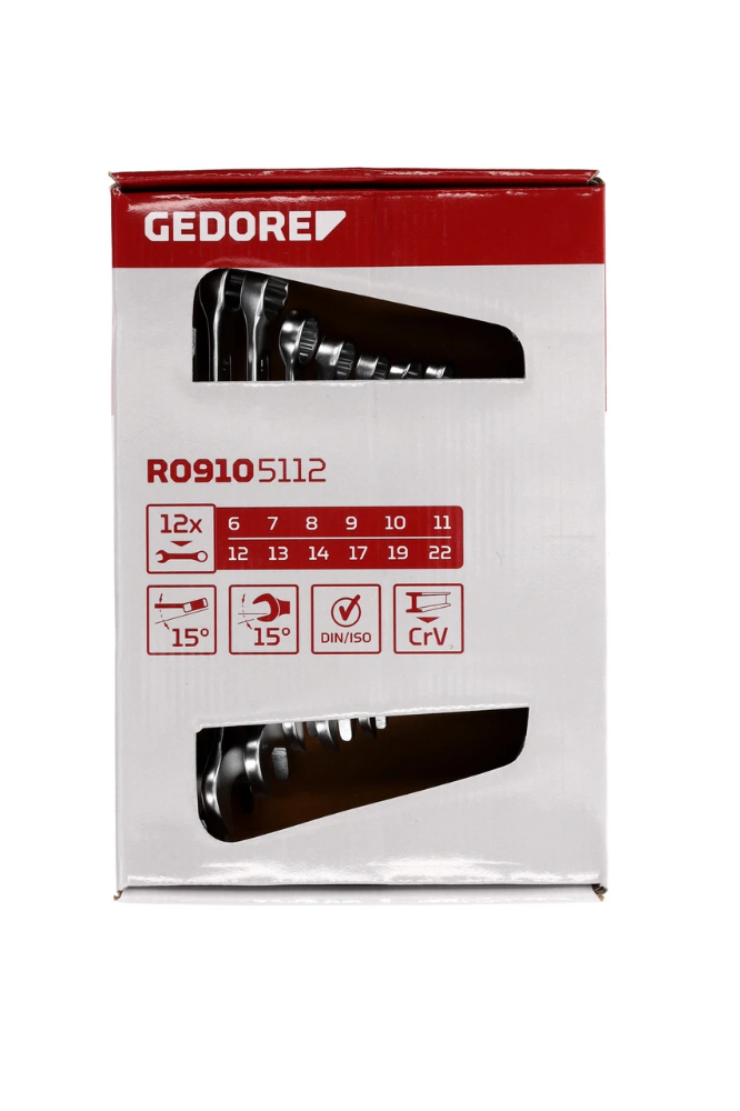 Miniatuur van GEDORE RED ring steeksleutelset 6-22mm 12-delig (R09105112)