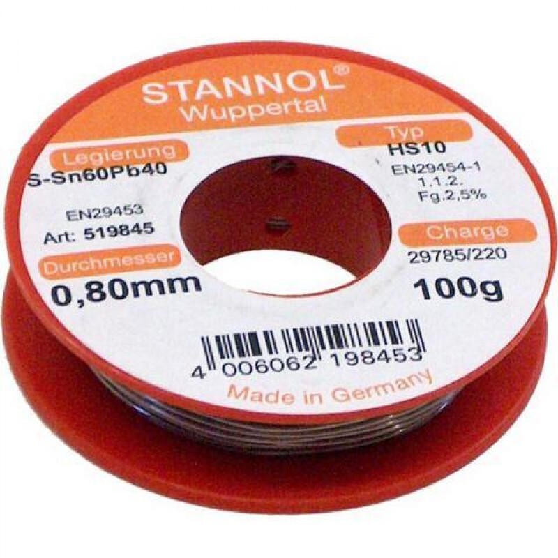 Miniatuur van Stannol draadsoldeer met harskern tin/lood 60/40 diameter 0,8mm rol 100gr (519845)