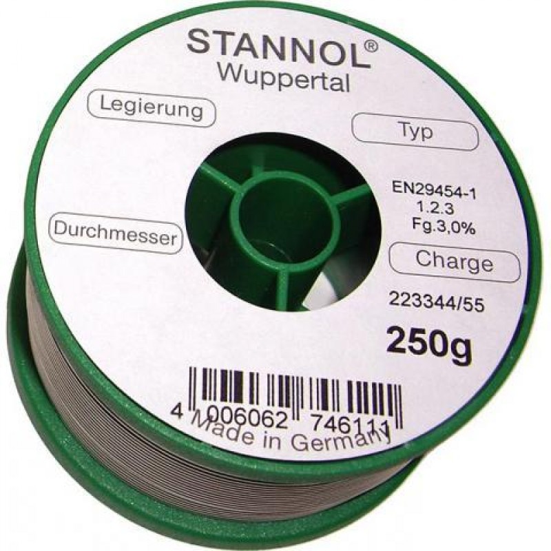 Miniatuur van Stannol draadsoldeer met harskern tin/koper 99/1 diameter 1mm rol 250gr (574413)