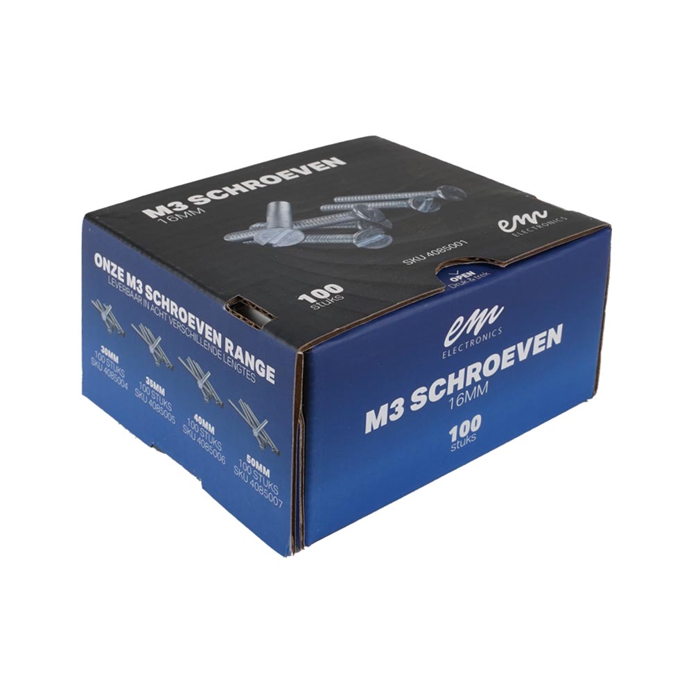 Miniatuur van EMhub M3 schroef platkop verzinkt DIN963-4.8 M3X16 per 100 stuks (4085001)