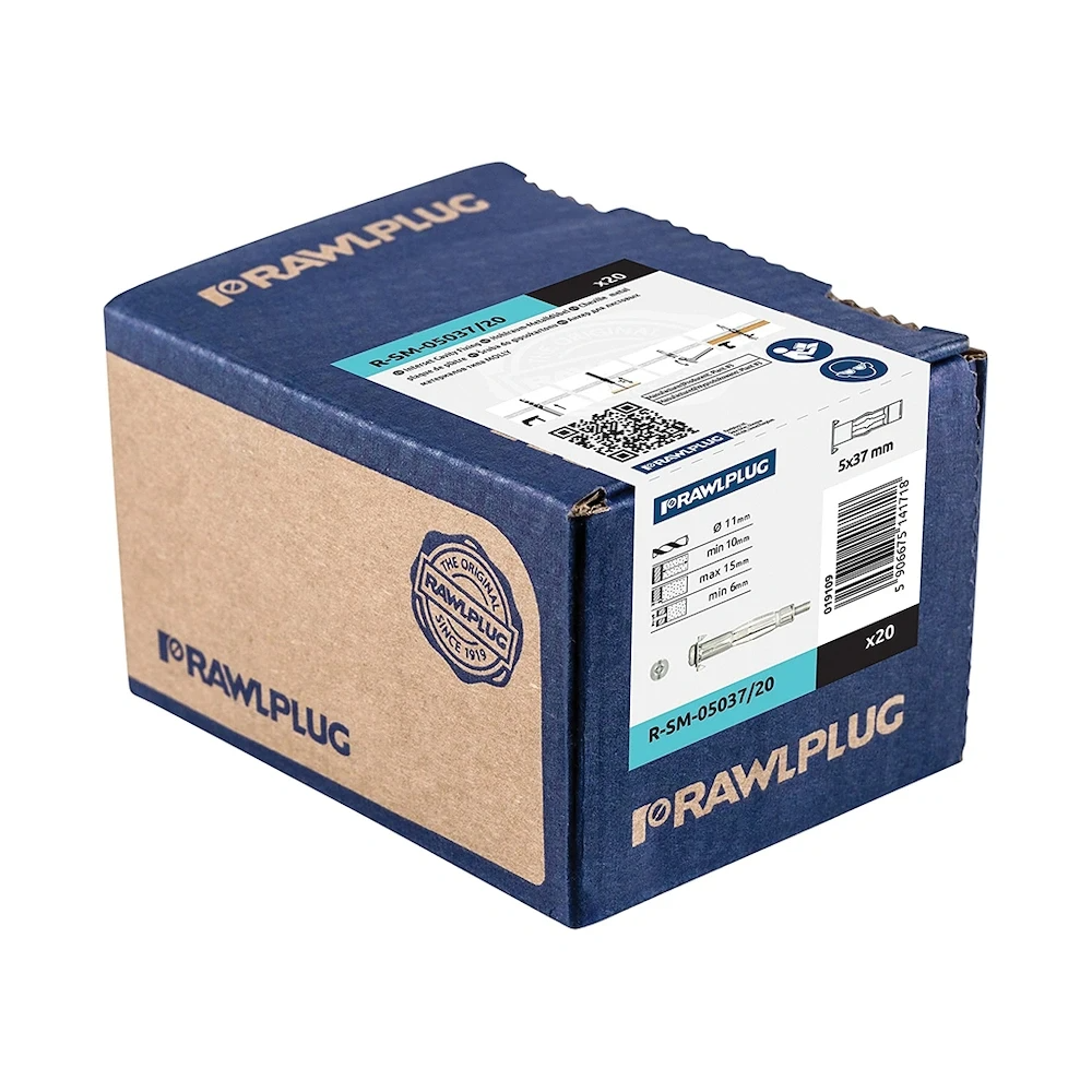 Miniatuur van RAWL slagplug 8,0x60mm verzinkt met platte kop en trompetkraag - per 100 stuks (R22-N-08L060)