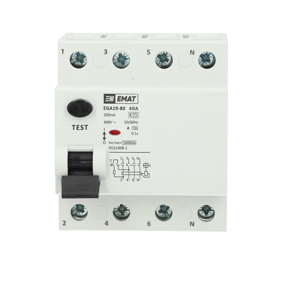 Miniatuur van EMAT differentieelschakelaar 4-polig 40A 300mA type A (85002006)