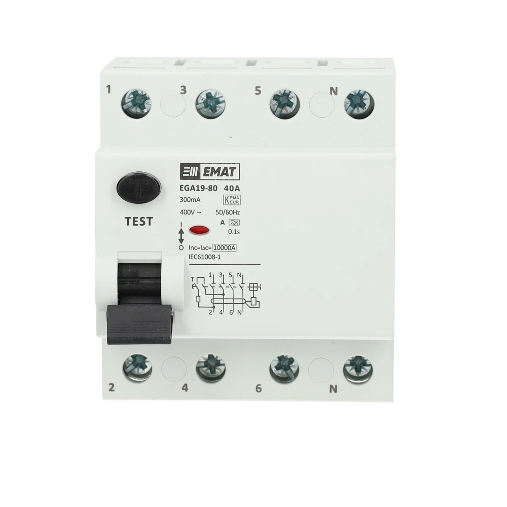 Miniatuur van EMAT differentieelschakelaar 4-polig 40A 300mA type A (85002006)