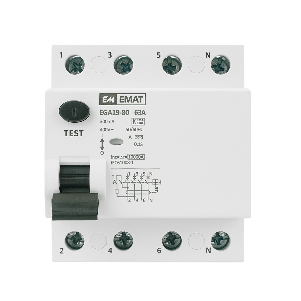 Miniatuur van EMAT differentieelschakelaar 4-polig 63A 300mA selectief (85002009)