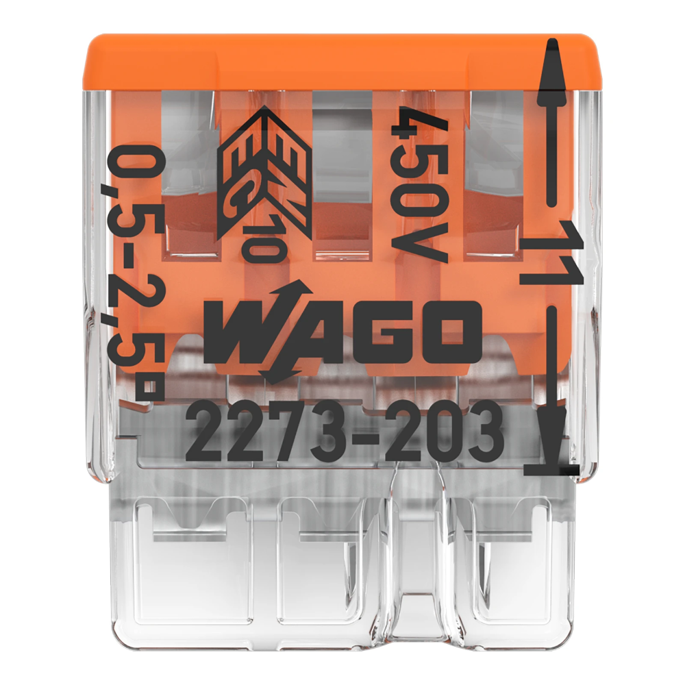 Miniatuur van Wago steekklem 3-voudig 0,5-2,5mm2 oranje per 100 stuks (2273-203)