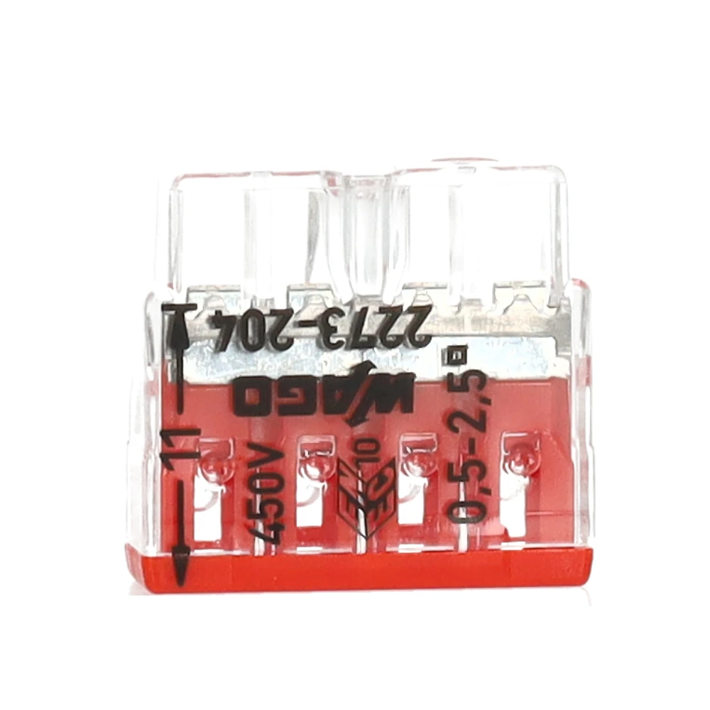 Miniatuur van Wago steekklem 4-voudig 0,5-2,5mm2 rood per 100 stuks (2273-204)