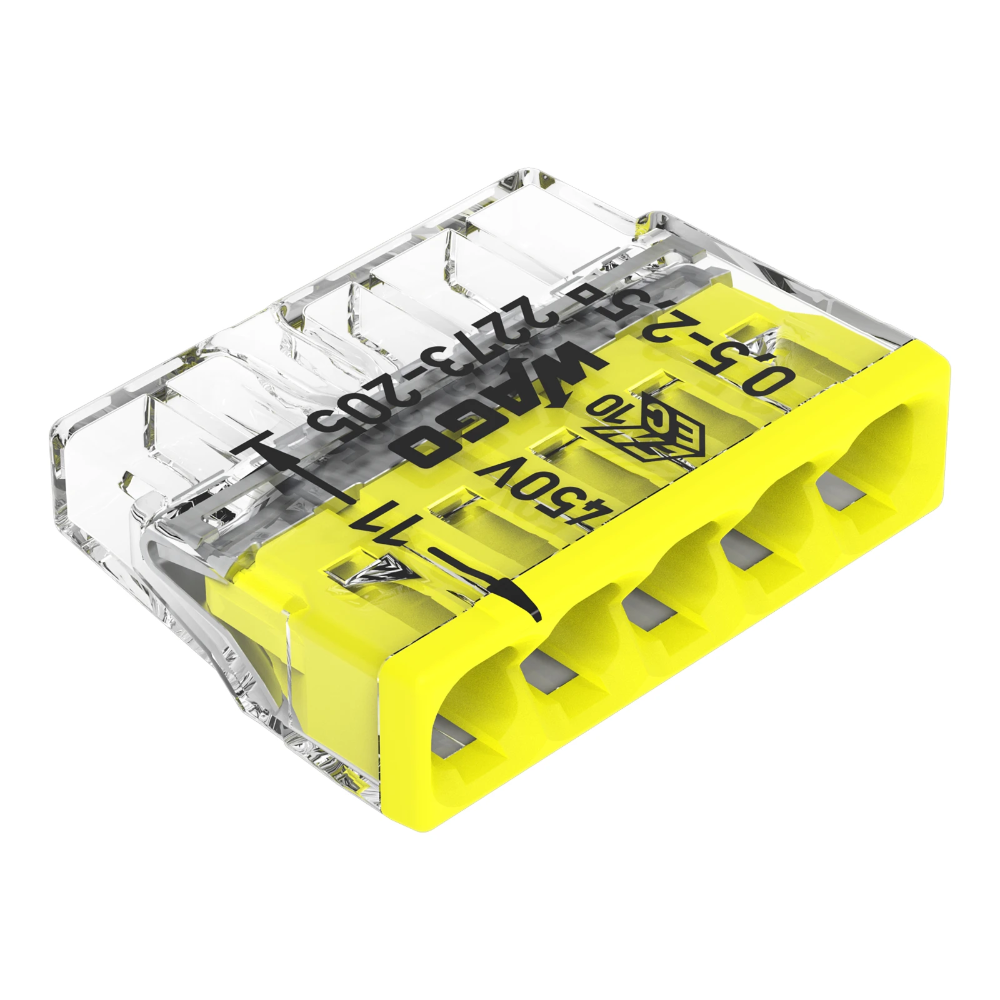 Miniatuur van Wago steekklem 5-voudig 0,5-2,5mm2 geel per 100 stuks (2273-205)