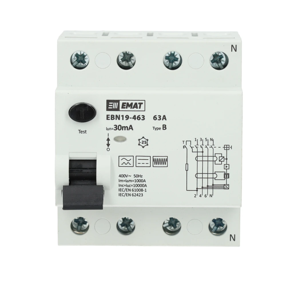 Miniatuur van EMAT differentieelschakelaar 4-polig 63A 30mA type B (85002012)