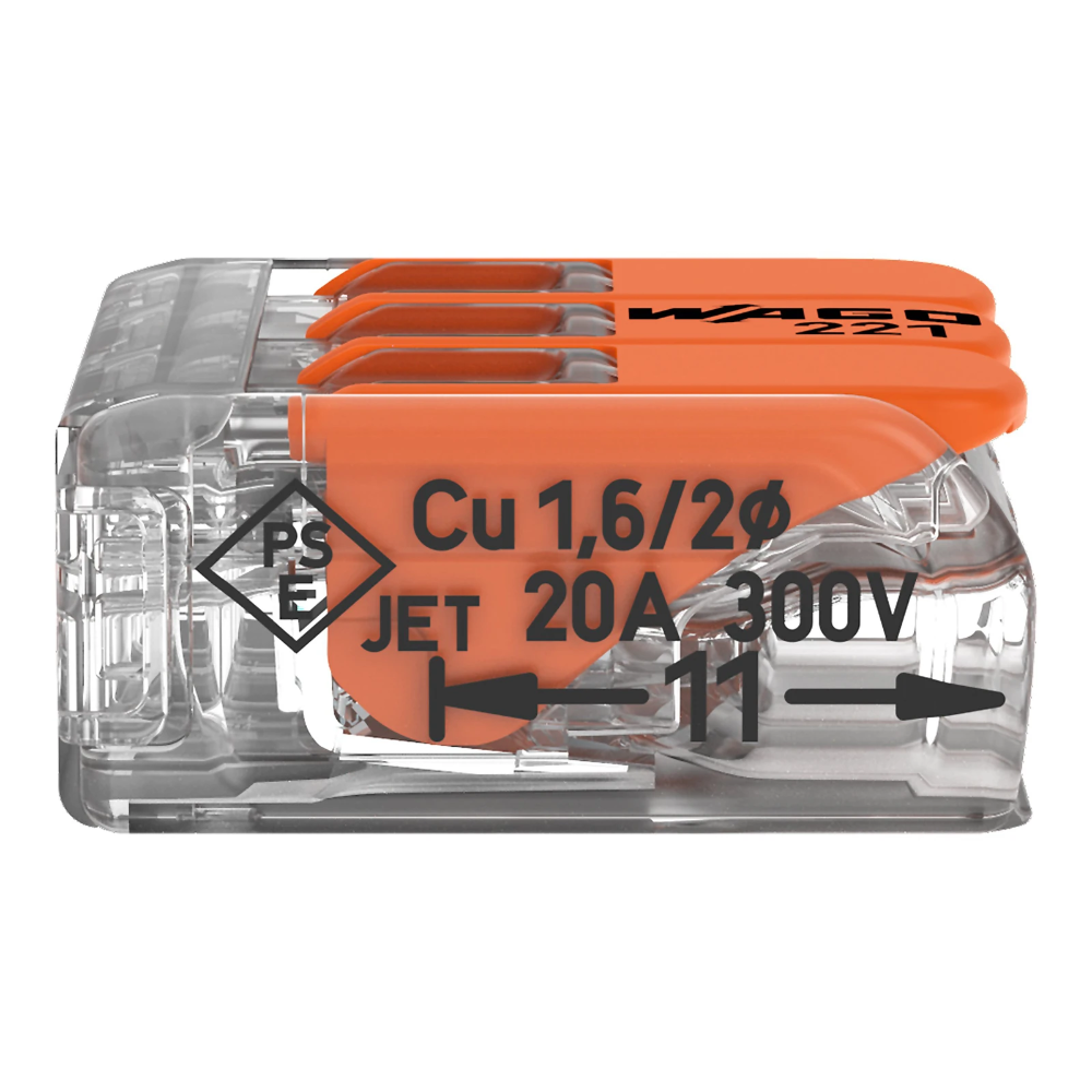 Miniatuur van Wago steekklem 3-voudig 4mm2 per 50 stuks (221-413)