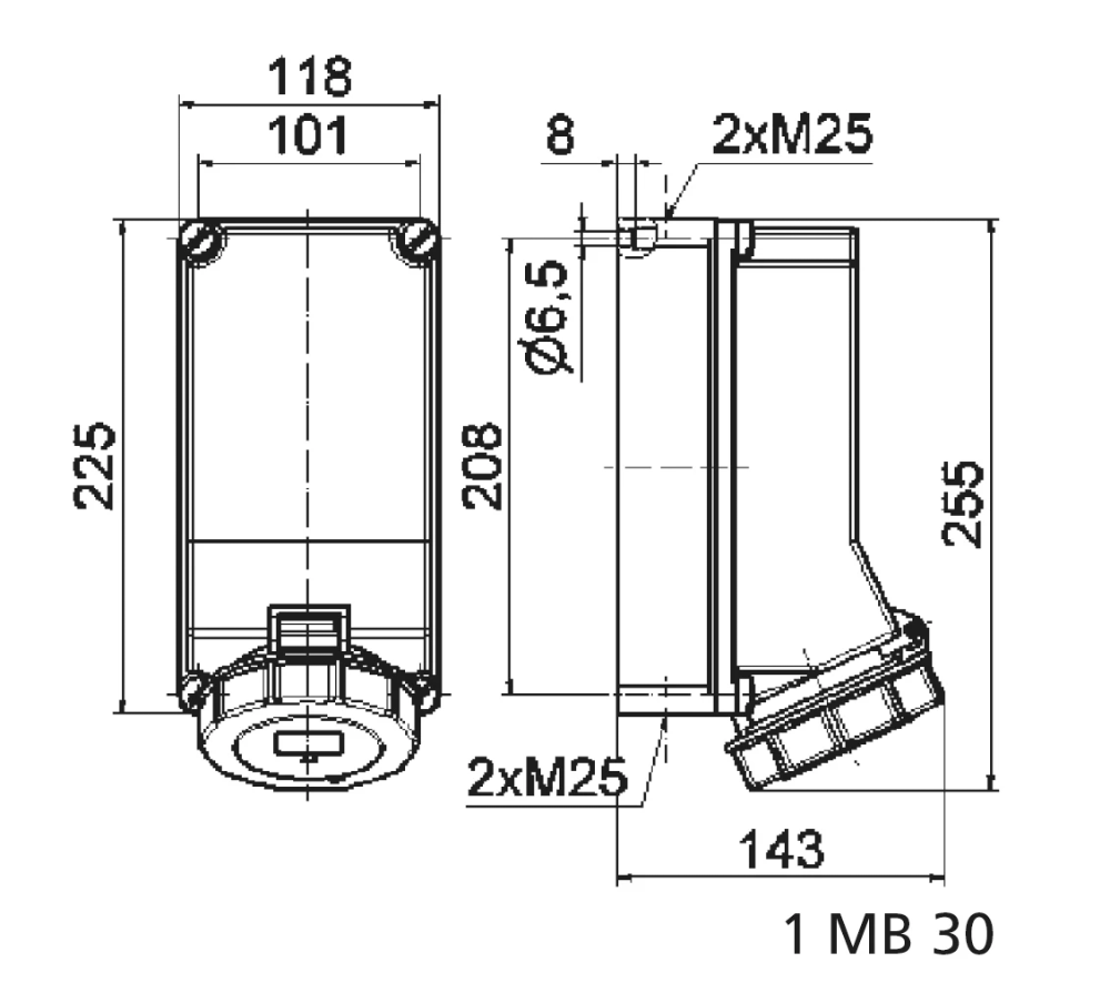 Miniatuur van BALS CEE stopcontact 4-polig 400-440V 3H 32A IP67 (11556)
