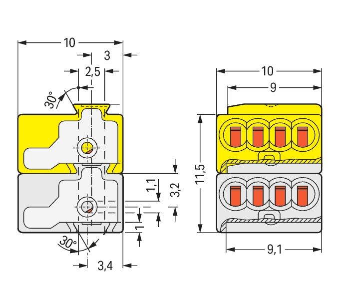 Miniatuur van Wago eib-busklem 2x4-polig 0,6-0,8 mm per 50 stuks (243-212)