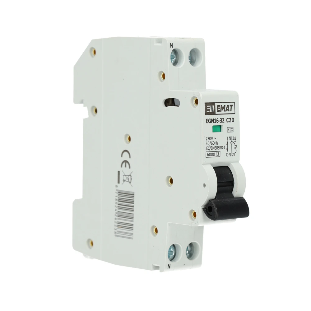 Miniatuur van EMAT automaat 1-polig+nul 20A C-curve (85001007)