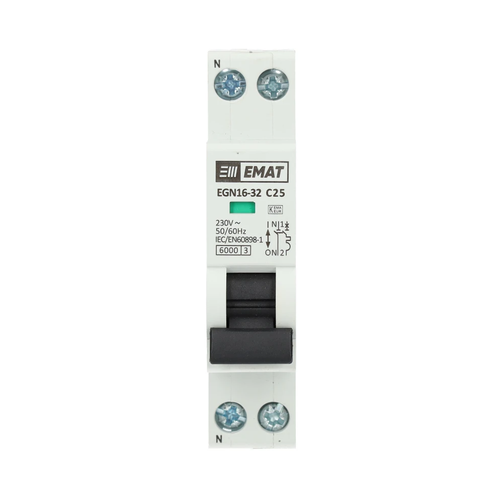 Miniatuur van EMAT automaat 1-polig+nul 25A C-curve (850010090)