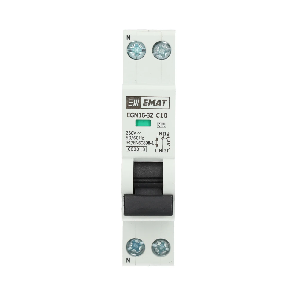 Miniatuur van EMAT automaat 1-polig+nul 10A C-curve (85001003)