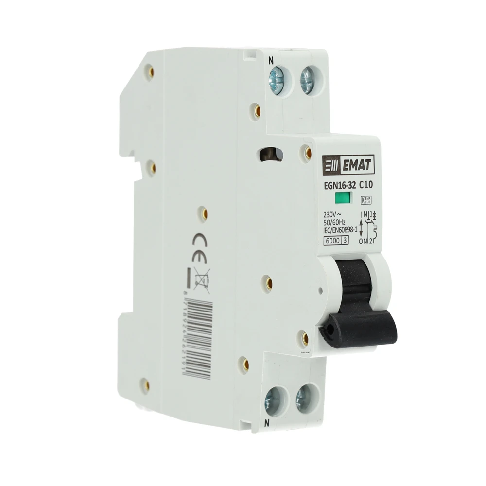 Miniatuur van EMAT automaat 1-polig+nul 10A C-curve (85001003)
