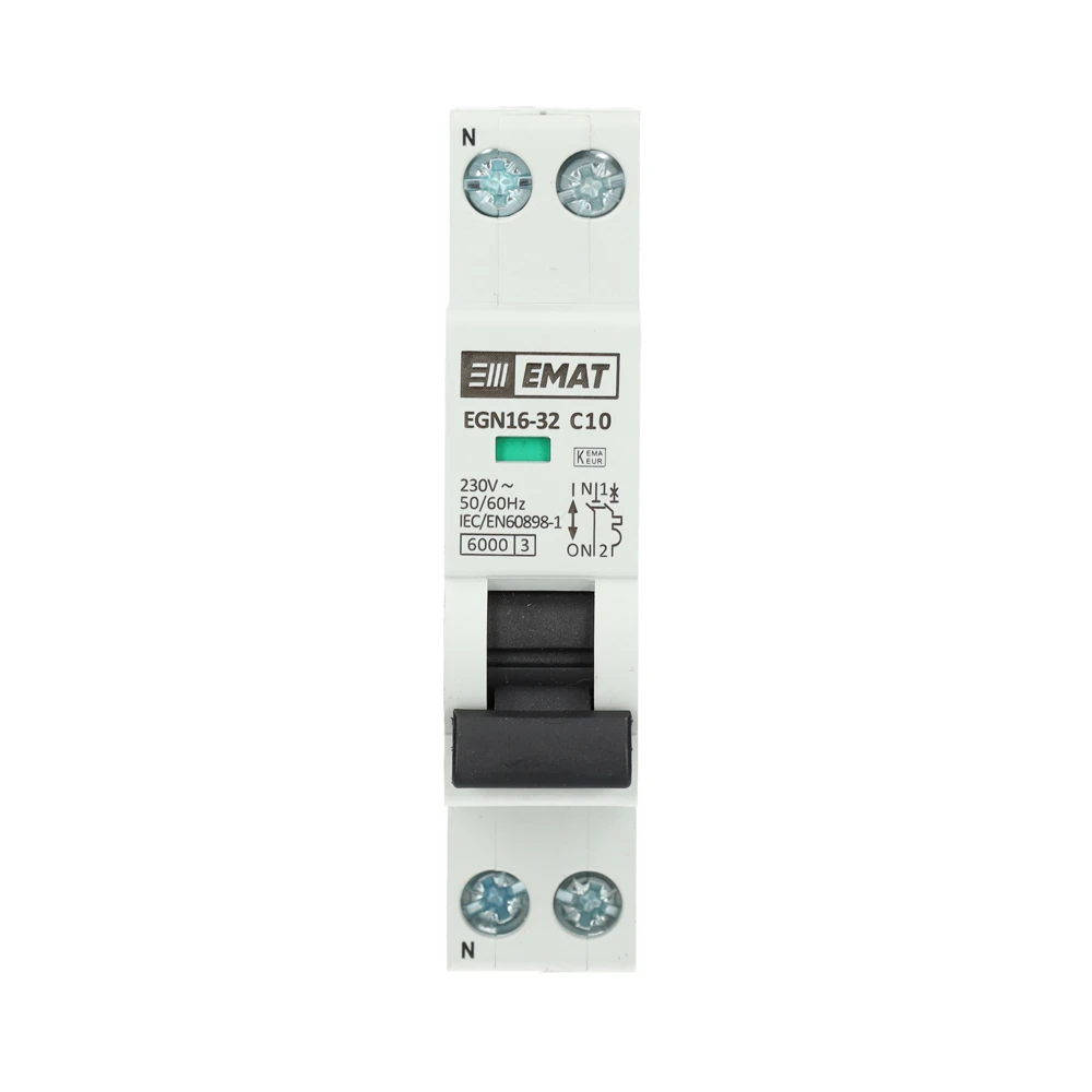 Miniatuur van EMAT automaat 1-polig+nul 10A C-curve (85001003)