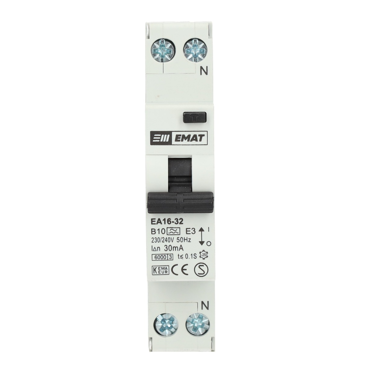 Miniatuur van EMAT differentieelautomaat 1-polig+nul 10A B-curve 30mA (85006002)