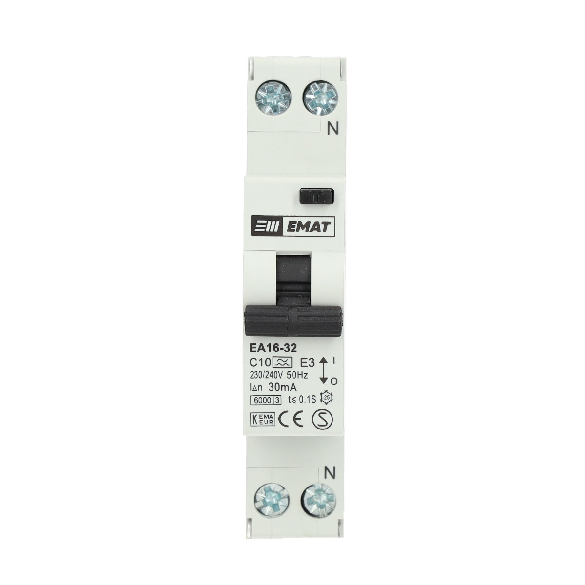 Miniatuur van EMAT differentieelautomaat 1-polig+nul 10A C-curve 30mA (85006003)