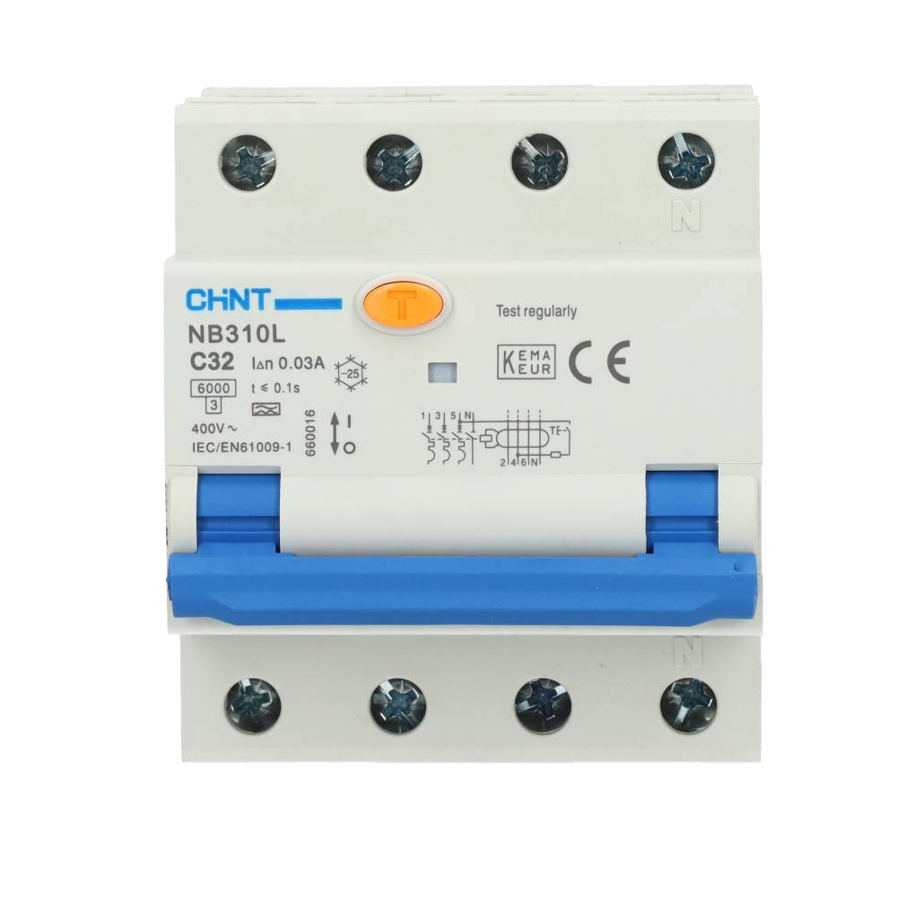 Miniatuur van Chint differentieelautomaat 3-polig+nul 32A C-curve 30mA (2015C32)