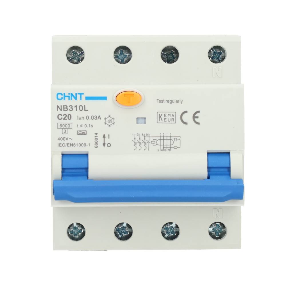 Miniatuur van Chint differentieelautomaat 3-polig+nul 20A C-curve 30mA (2015C20)