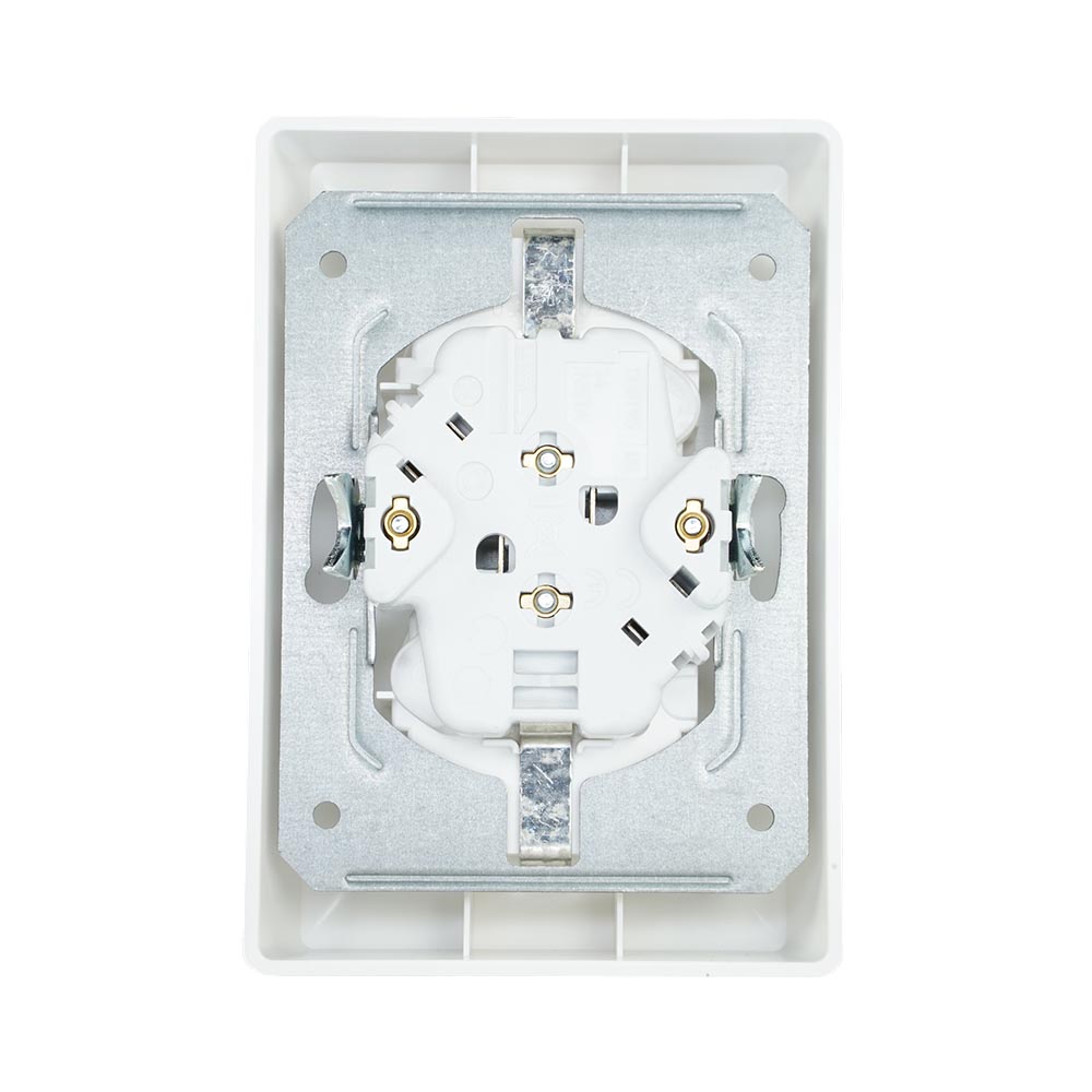 Miniatuur van Gira stopcontact met randaarde, shutter en vaste centraalplaat 2-voudig - systeem 55 zuiver wit mat (078327)