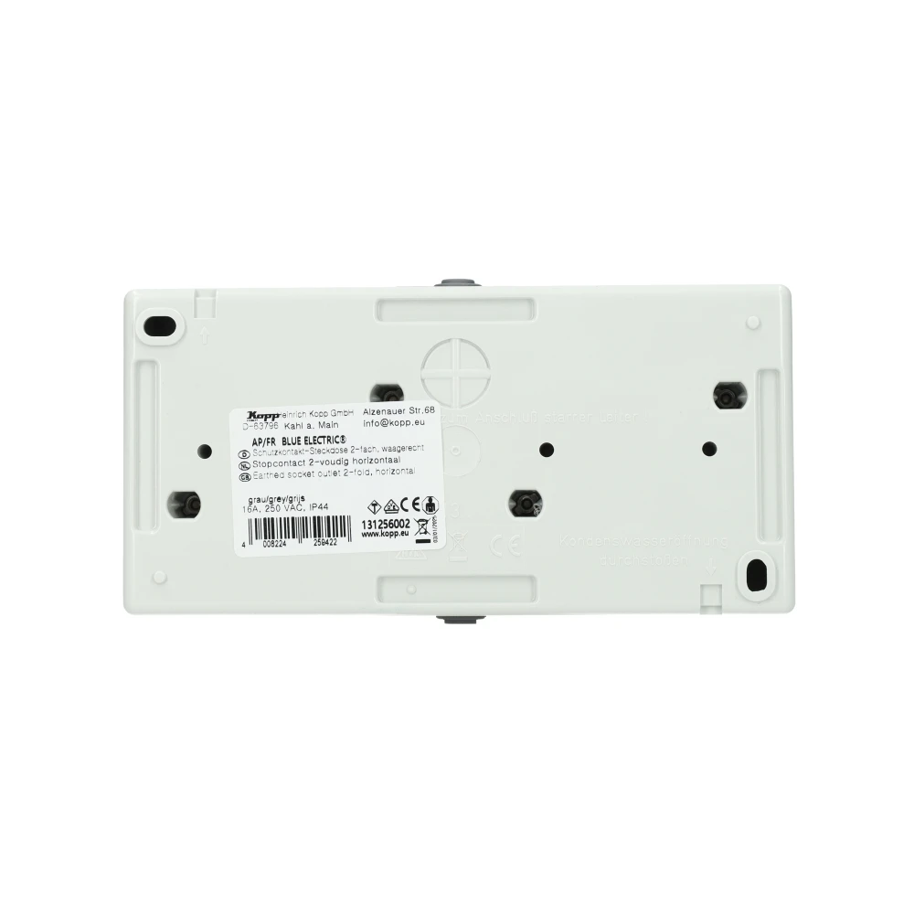 Miniatuur van Kopp Kopp blue electric stopcontact IP44 horizontaal met deksel en randaarde 2-voudig opbouw grijs (131256002)