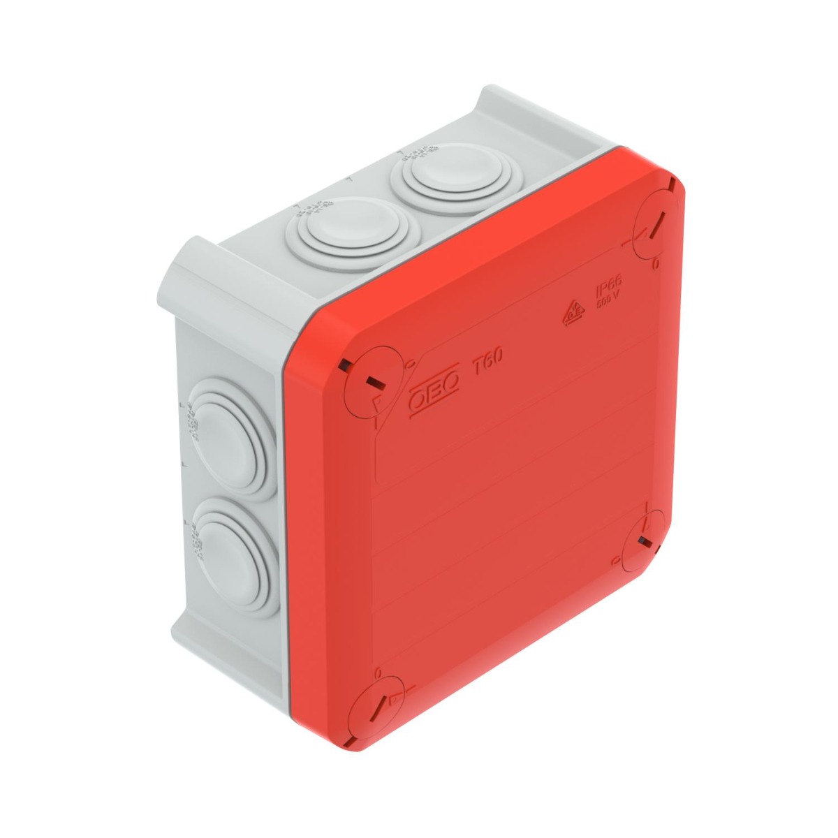 Miniatuur van OBO kabelaftakdoos M25 met rode deksel 14x114x57mm  IP66 - grijs (T 60 RO-LGR)