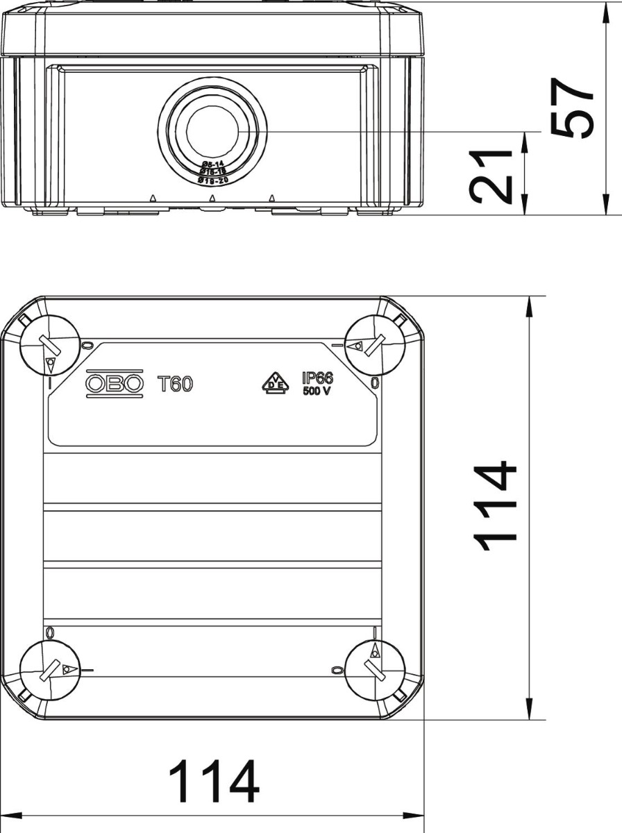 Miniatuur van OBO kabelaftakdoos M25 met rode deksel 14x114x57mm  IP66 - grijs (T 60 RO-LGR)
