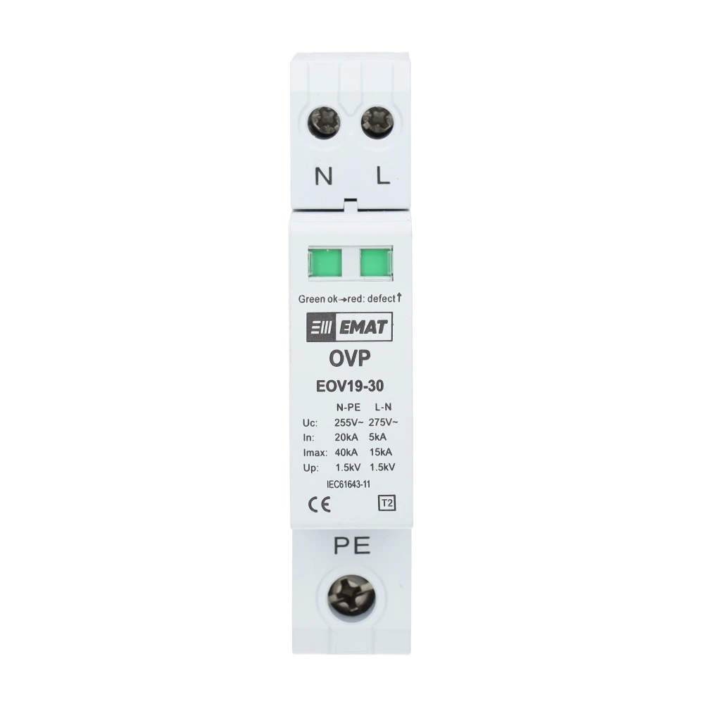 Miniatuur van EMAT overspanningsbeveiliging type 2 1P+N (TN-S, TT) 275V met kortsluitbeveiliging (85011000)