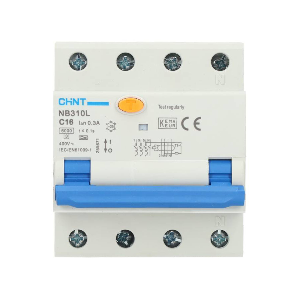 Miniatuur van Chint differentieelautomaat 3-polig+nul 16A C-curve 300mA (2015C16300)