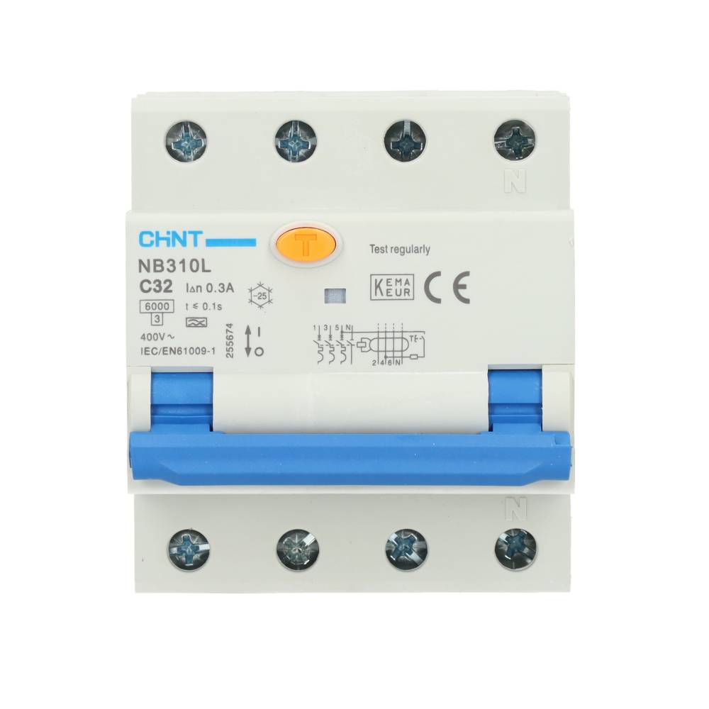 Miniatuur van Chint differentieelautomaat 3-polig+nul 32A C-curve 300mA (2015C32300)