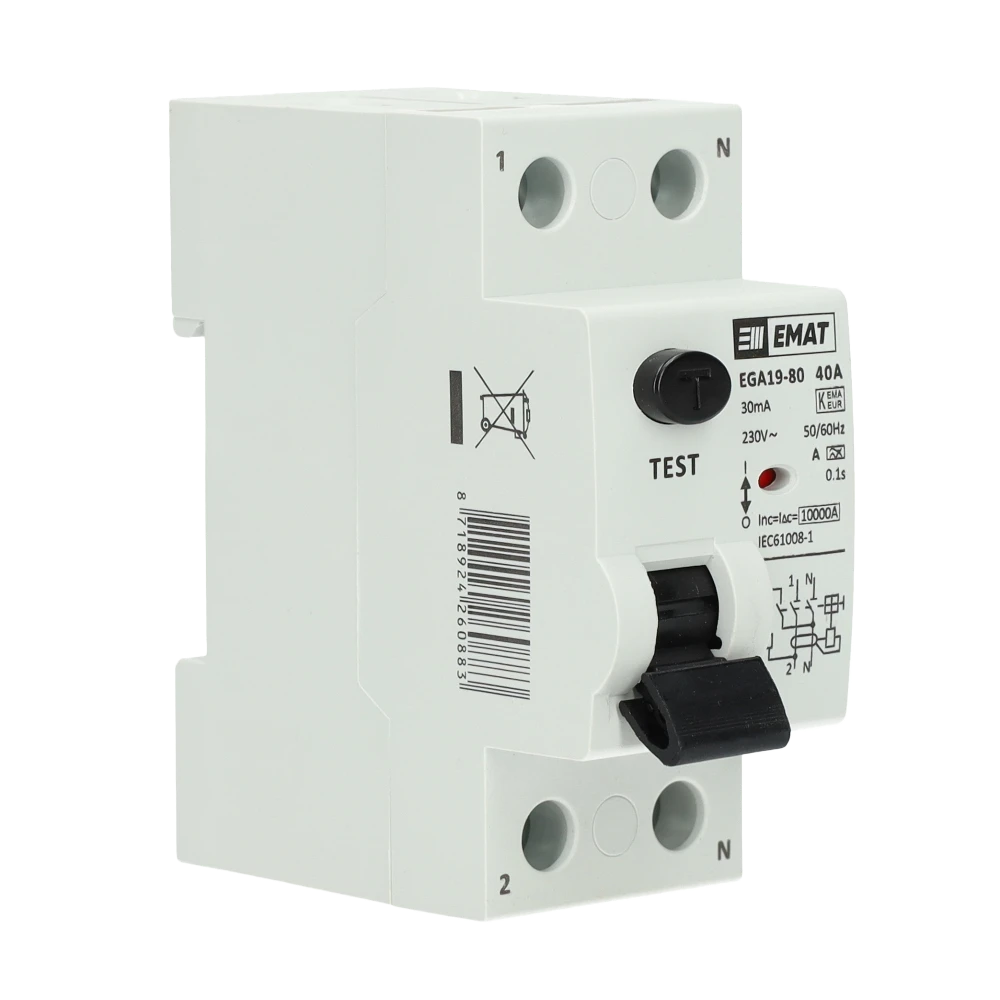 Miniatuur van EMAT differentieelschakelaar 2-polig 40A 30mA type A (85002000)