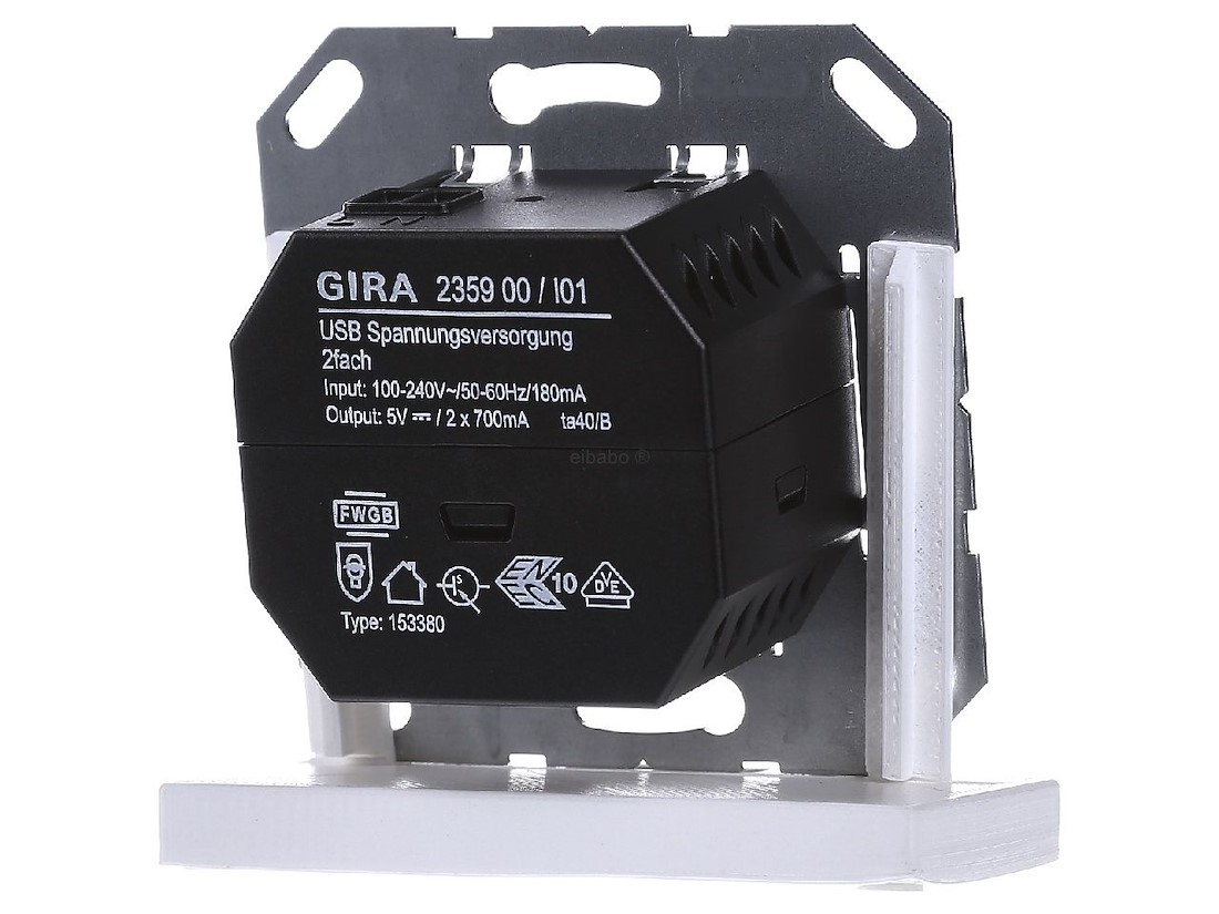 Miniatuur van Gira USB-voeding 2-voudig type A/A basiselement (235900)