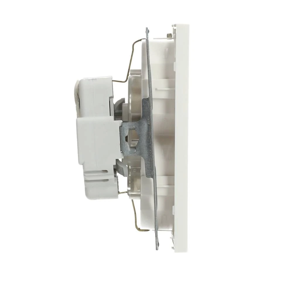 Miniatuur van Gira stopcontact met randaarde, shutter en symbool 2-voudig voor 1,5-voudig apparaatdoos - systeem 55 zuiver wit mat (273527)