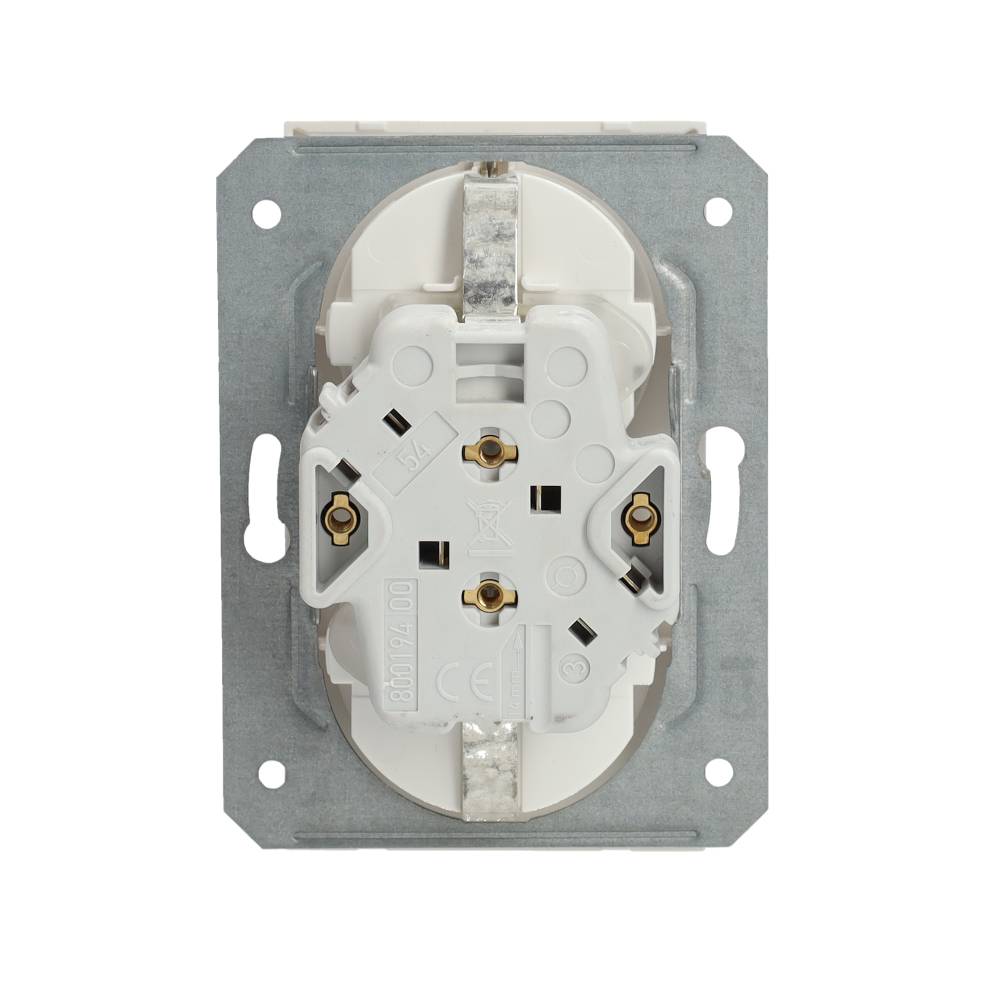 Miniatuur van Gira stopcontact met randaarde, shutter en symbool 2-voudig voor 1,5-voudig apparaatdoos - systeem 55 zuiver wit mat (273527)