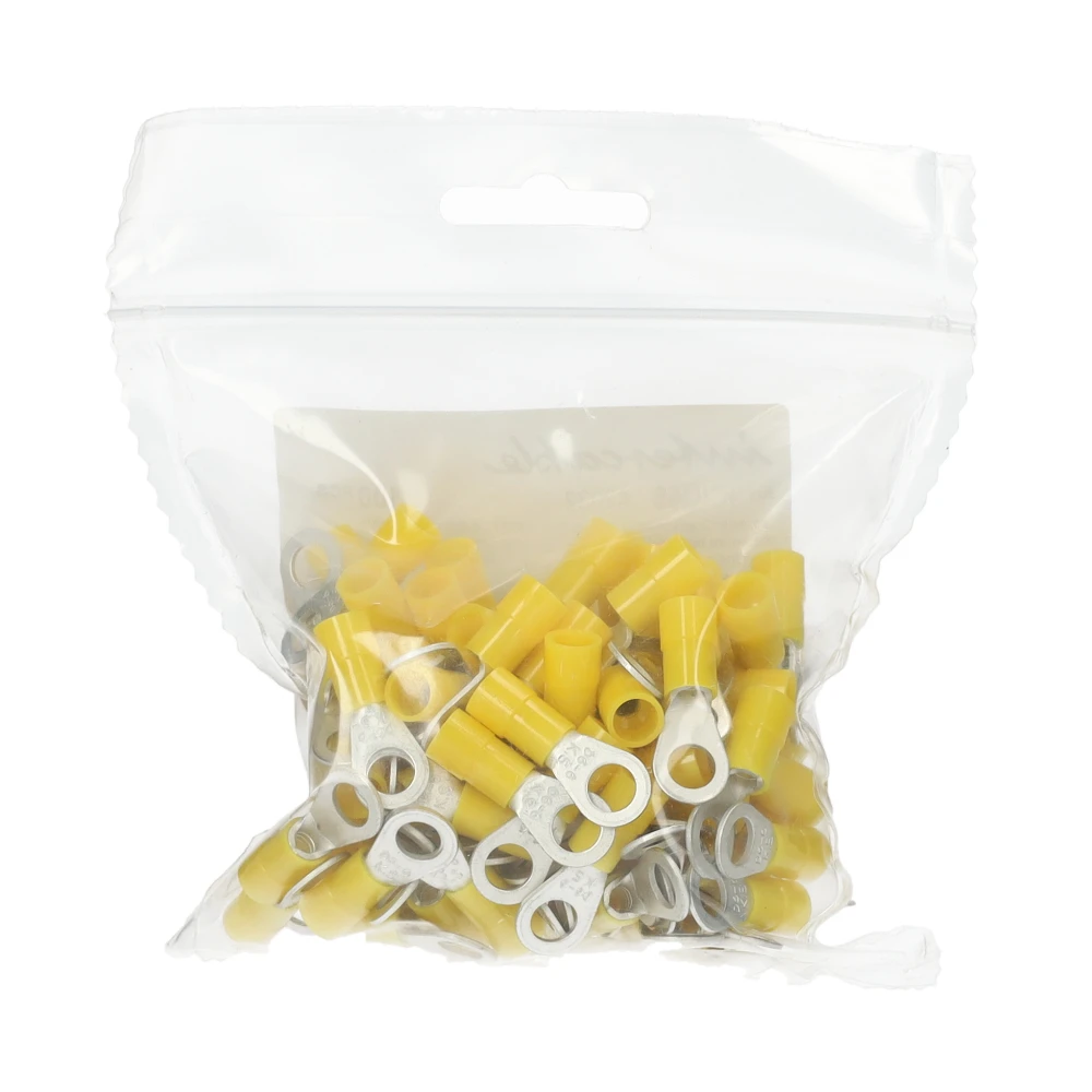 Miniatuur van Intercable Q-serie DIN geïsoleerde kabelschoen ring recht 4-6 mm² M6 vertind - geel per 100 stuks (ICIQ66)