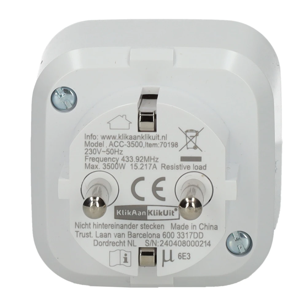 Miniatuur van KLIKAANKLIKUIT stopcontactschakelaar - ACC-3500 wit (70198)