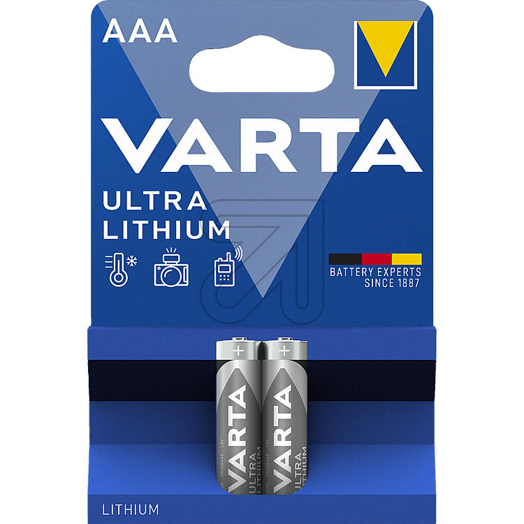 Miniatuur van Varta Ultra AAA Lithium LR03 1,5V per 2 stuks (371220)