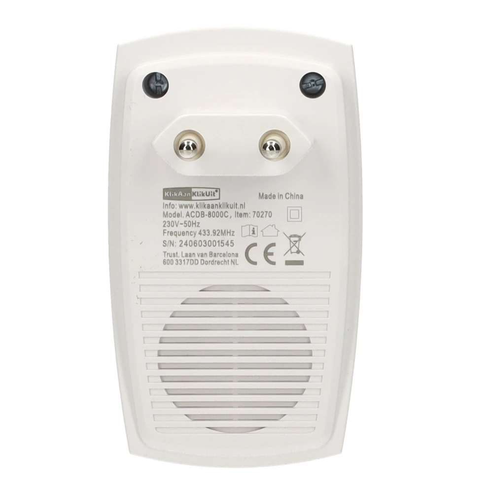 Miniatuur van KLIKAANKLIKUIT plug-in draadloze deurbelset - ACDB-8000AC wit (70273)