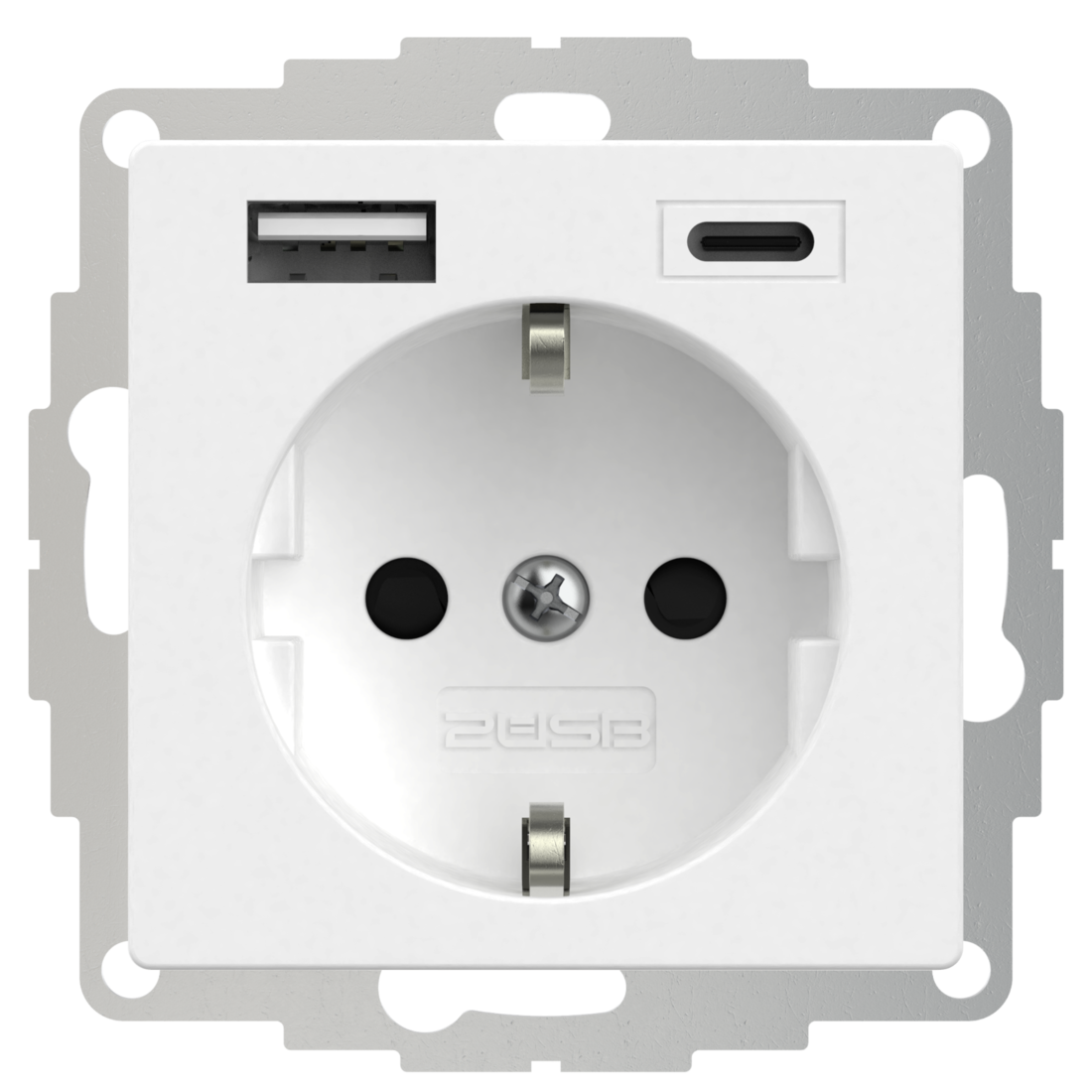 Miniatuur van 2USB universeel stopcontact met 2x USB 55x55 InCharge Pro 55 EU 15W 3A (USB A + C) - wit mat (2U-449528)
