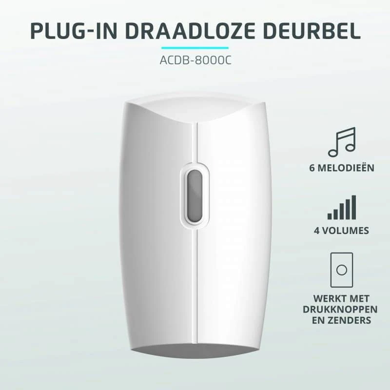 Miniatuur van KLIKAANKLIKUIT plug-in draadloze deurbel - ACDB-8000C wit (70270)
